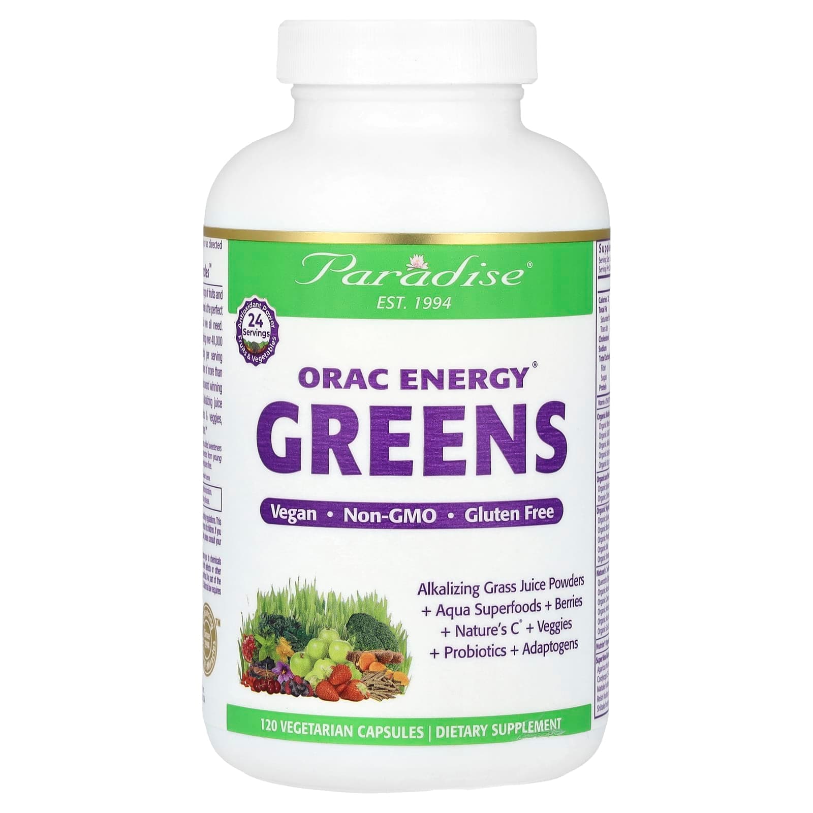 Paradise Herbs ORAC Energy Greens – 120 gélules végétales de Paradise Herbs