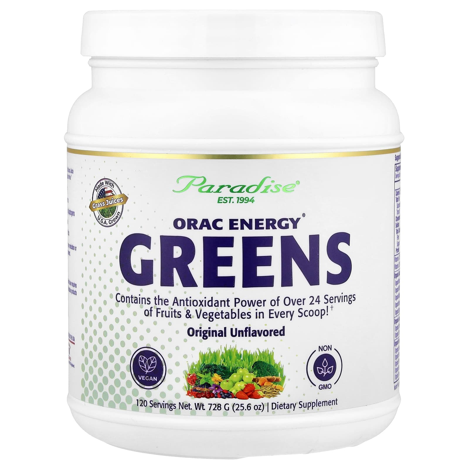 Paradise Herbs ORAC Energy Greens, Original Unflavored – Sans arôme – 728 g de Paradise Herbs