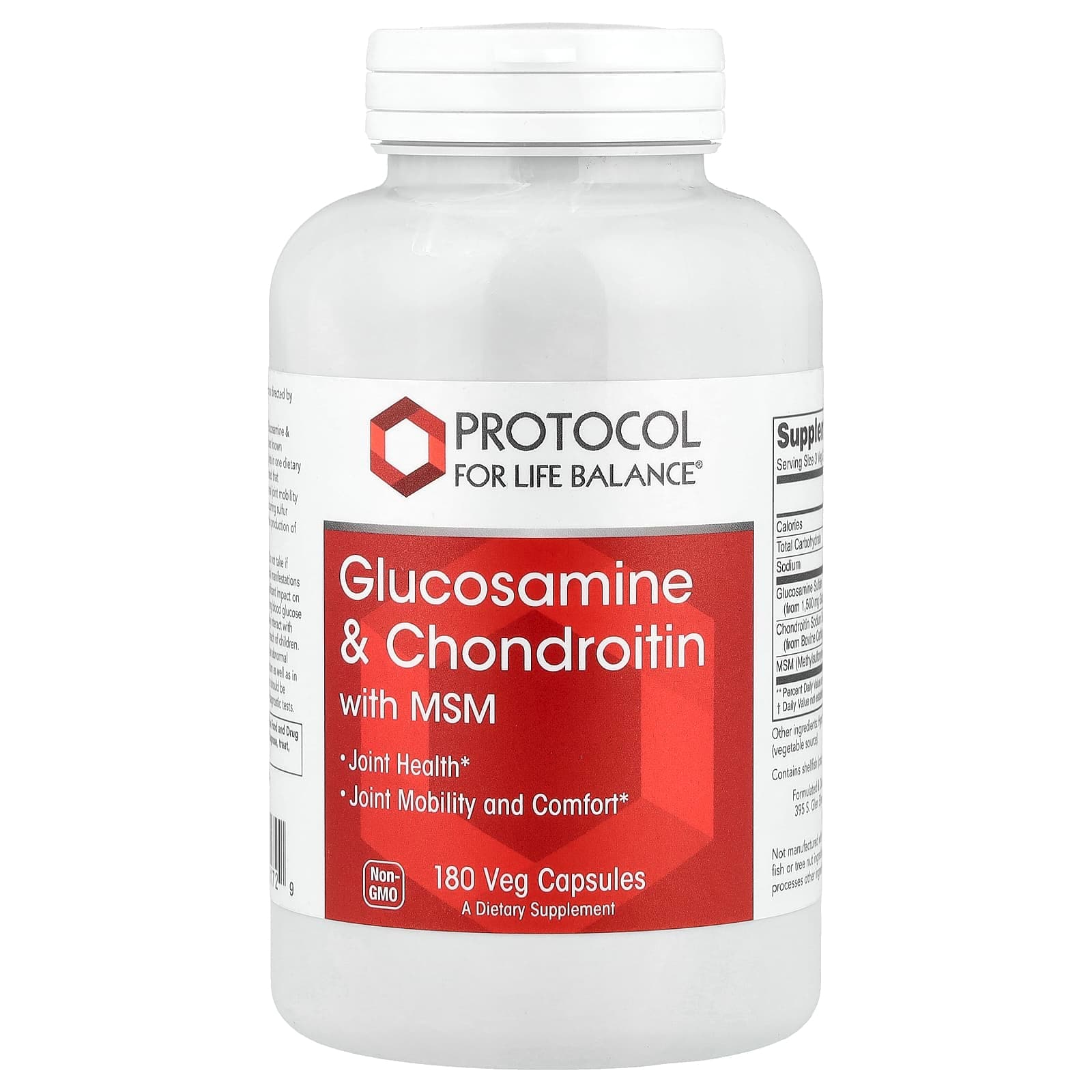 Protocol for Life Balance Glucosamine & Chondroitin with MSM – 180 gélules végétales de Protocol for Life Balance