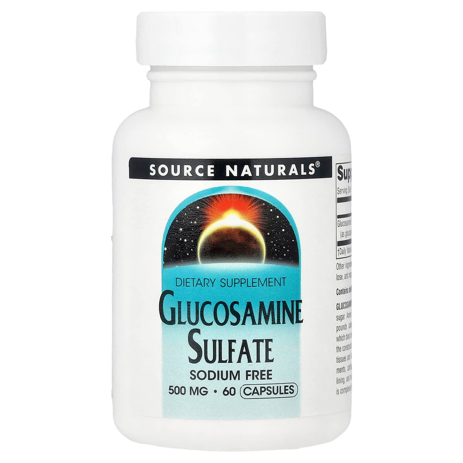 Source Naturals Glucosamine Sulfate, Sodium Free – 60 gélules de Source Naturals