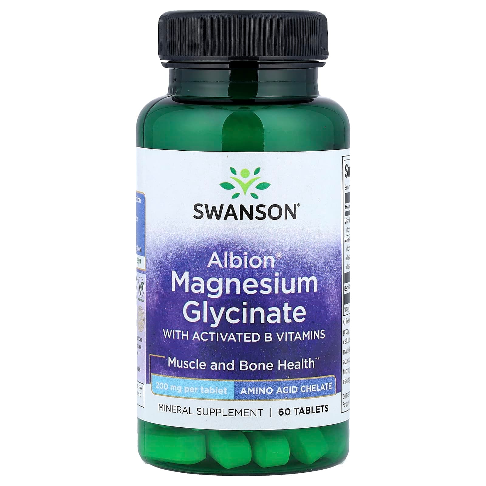 Swanson Vitamins Albion Magnesium Glycinate With Activated B Vitamins – 60 comprimés de Swanson Vitamins