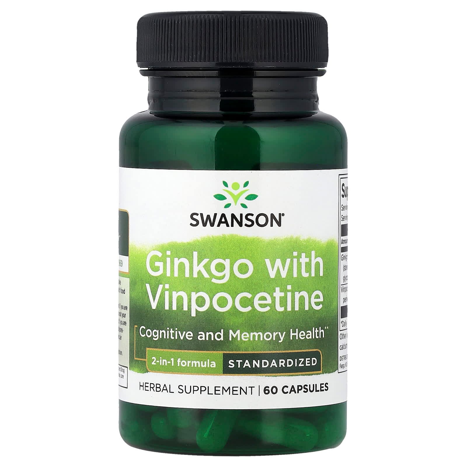 Swanson Vitamins Ginkgo with Vinpocetine, Standardized – 60 gélules de Swanson Vitamins