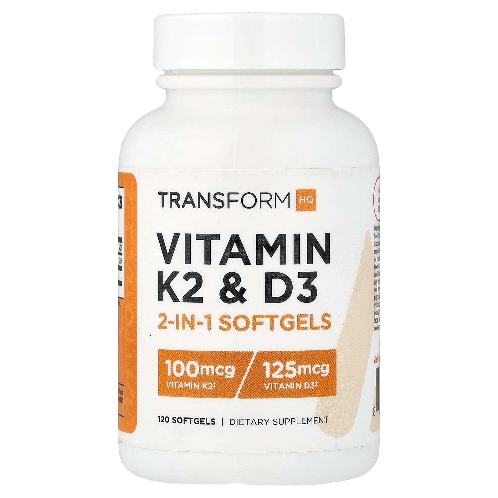TransformHQ Vitamins K2 & D3 – 120 capsules molles de TransformHQ