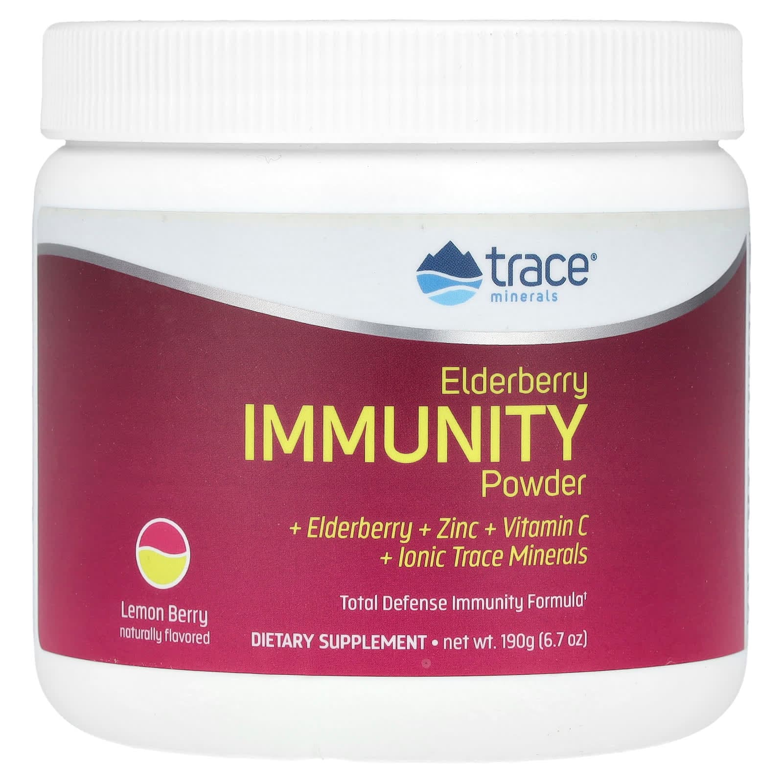 Trace Elderberry Immunity Powder, Lemon Berry – Elderberry Immunity Powder – 190 g de Trace