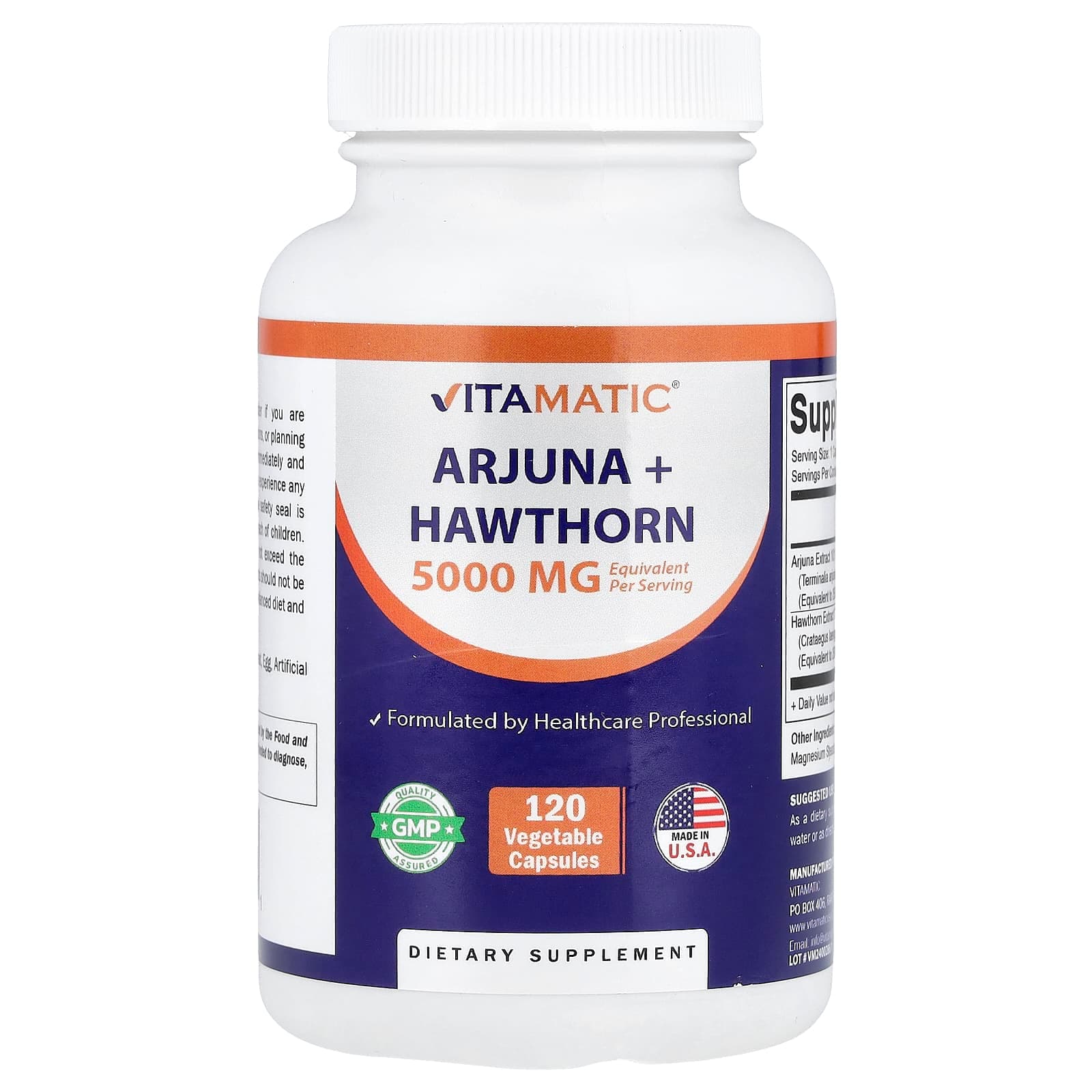 Vitamatic Arjuna + Hawthorn, 120 Vegetable Capsules de Vitamatic