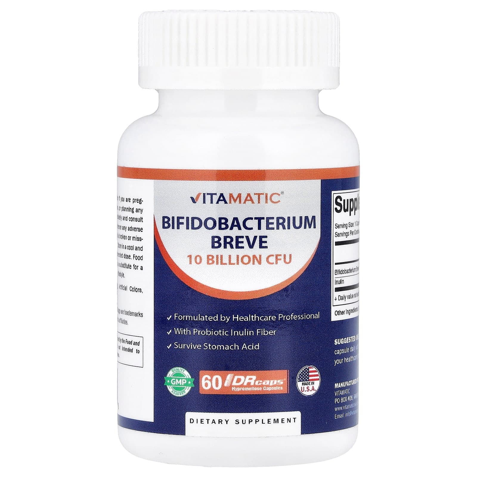 Vitamatic Bifidobacterium Breve, 60 DrCaps Hypromellose Capsules de Vitamatic