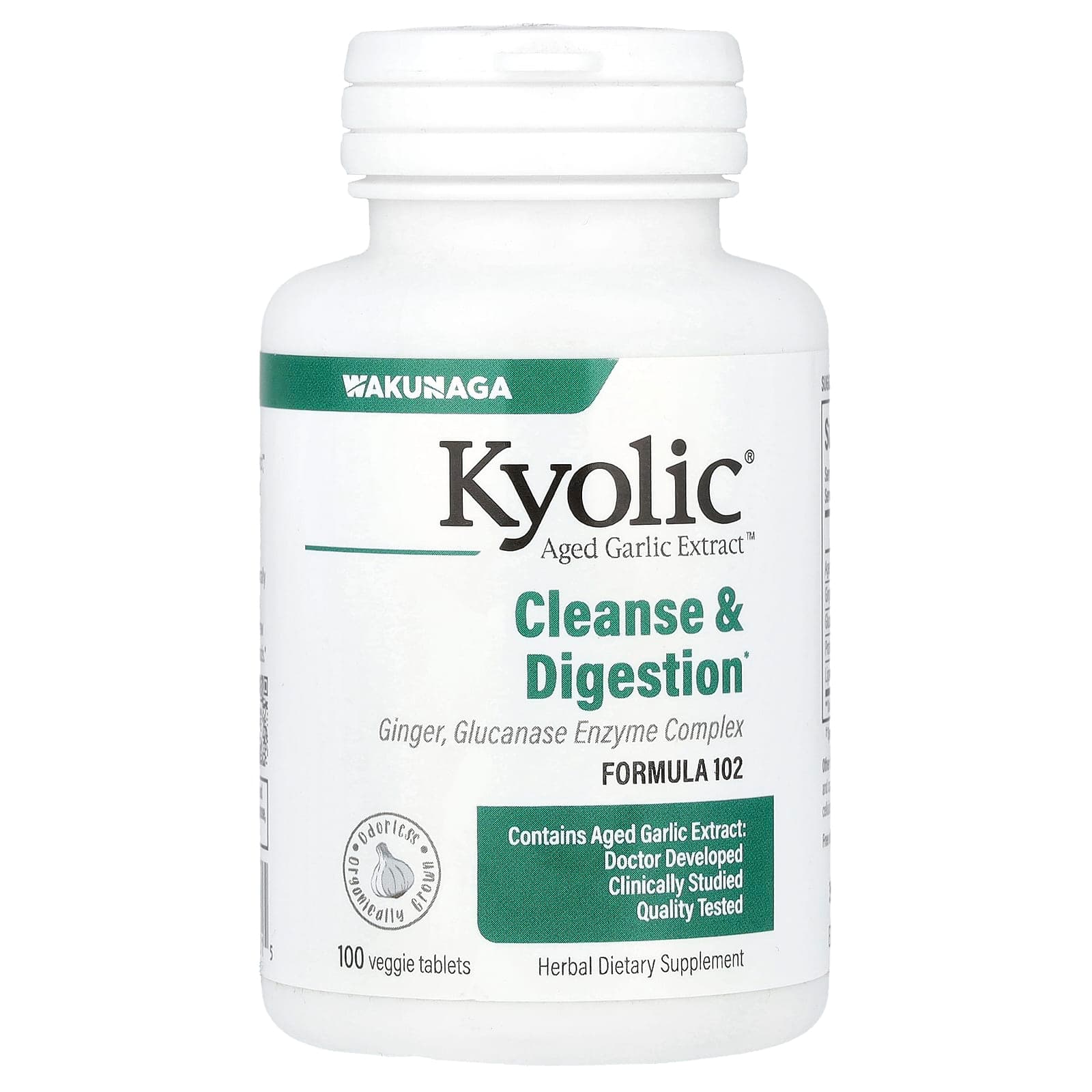 Kyolic Aged Garlic Extract, Cleanse & Digestion, Formula 102, 100 Veggie Tablets de Kyolic